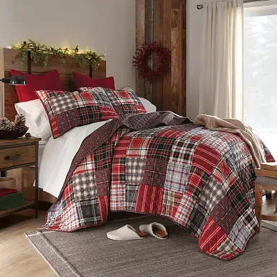 North Pole Trading Co. Holiday Patchwork Reversible 3-pc. Quilt Set