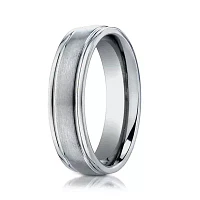 Mens Titanium Satin Center 6mm Wedding Band