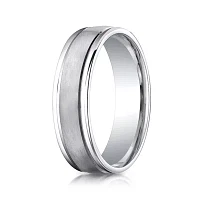 Mens Cobalt Satin Center Rounded Edge 6mm Wedding Band