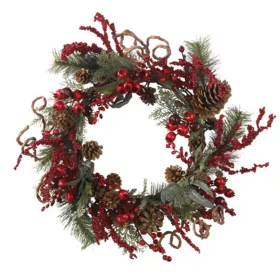 Nearly Natural 24in Berry Indoor Christmas Wreath