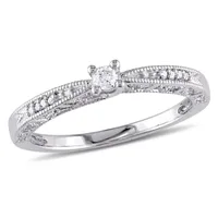 Promise My Love Womens 1/ CT. T.W. Natural Diamond Sterling Silver Round Ring