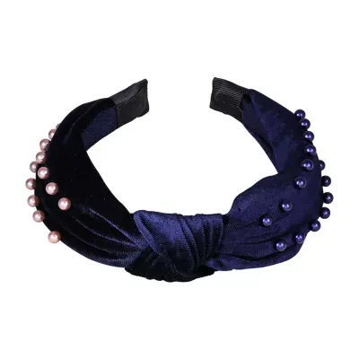 Mixit Navy Blue Knot Beaded Velvet Womens Headband