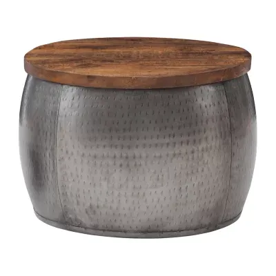 Kirkglen Metal Storage Drum Accent Table