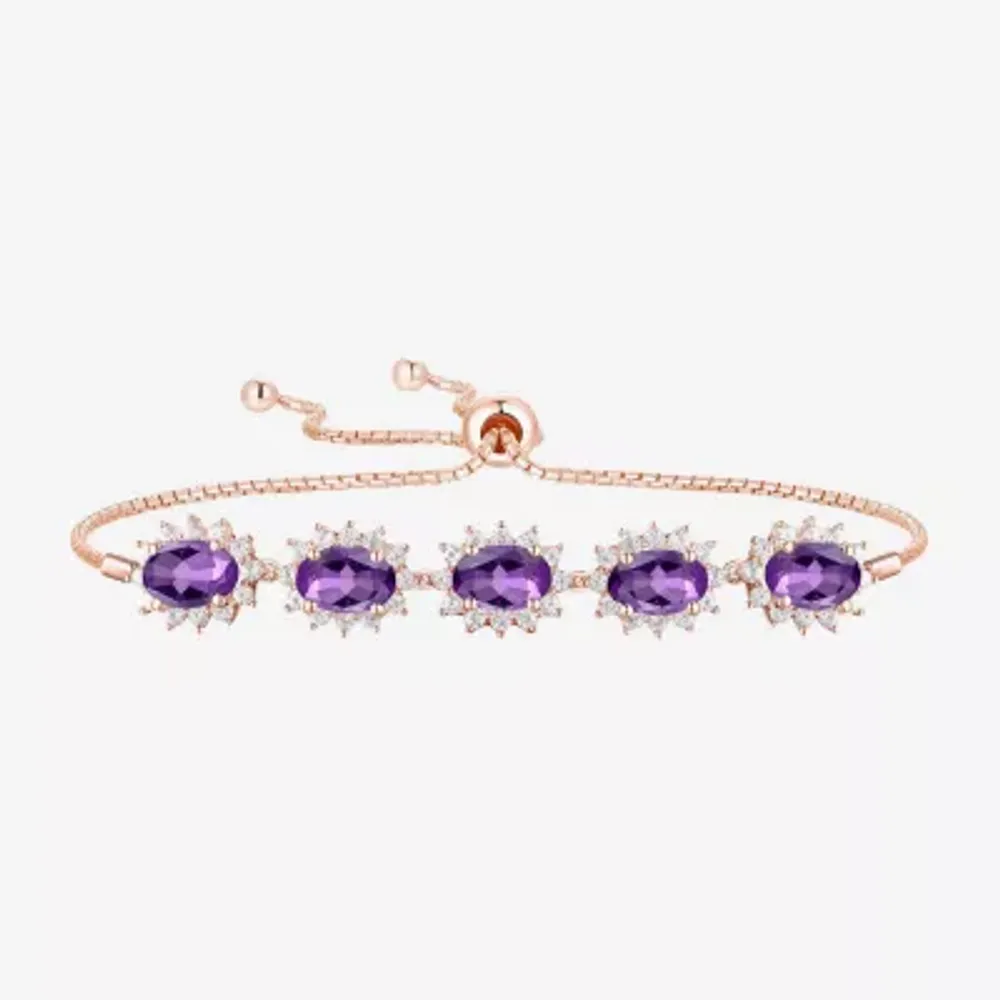 Gemstone 14K Gold Over Silver Oval Bolo Bracelet