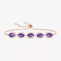 Gemstone 14K Gold Over Silver Oval Bolo Bracelet