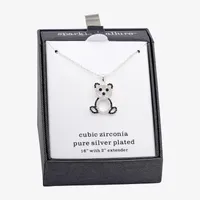 Sparkle Allure Cubic Zirconia Pure Silver Over Brass 16 Inch Link Pendant Necklace