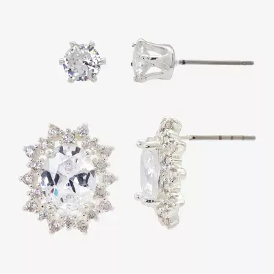 Sparkle Allure Cubic Zirconia Pure Silver Over Brass 12.6mm Stud Earrings