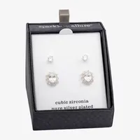 Sparkle Allure Cubic Zirconia Pure Silver Over Brass 12.6mm Stud Earrings