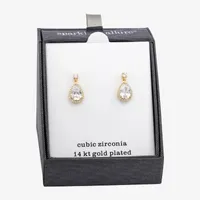 Sparkle Allure Cubic Zirconia Pure Silver Over Brass Pear Drop Earrings