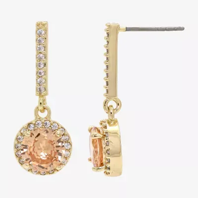 Sparkle Allure Cubic Zirconia 14K Gold Over Brass Round Drop Earrings