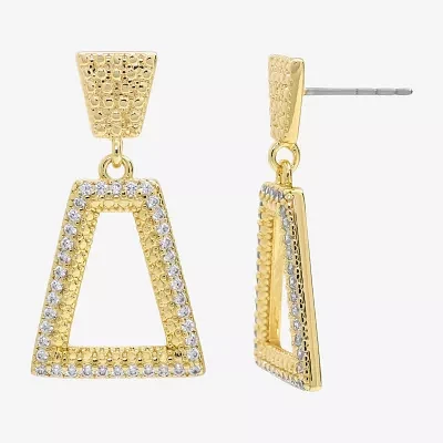 Sparkle Allure Cubic Zirconia 14K Gold Over Brass Drop Earrings