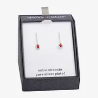 Sparkle Allure Cubic Zirconia Pure Silver Over Brass Pear Drop Earrings