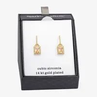 Sparkle Allure Cubic Zirconia 14K Gold Over Brass Rectangular Drop Earrings