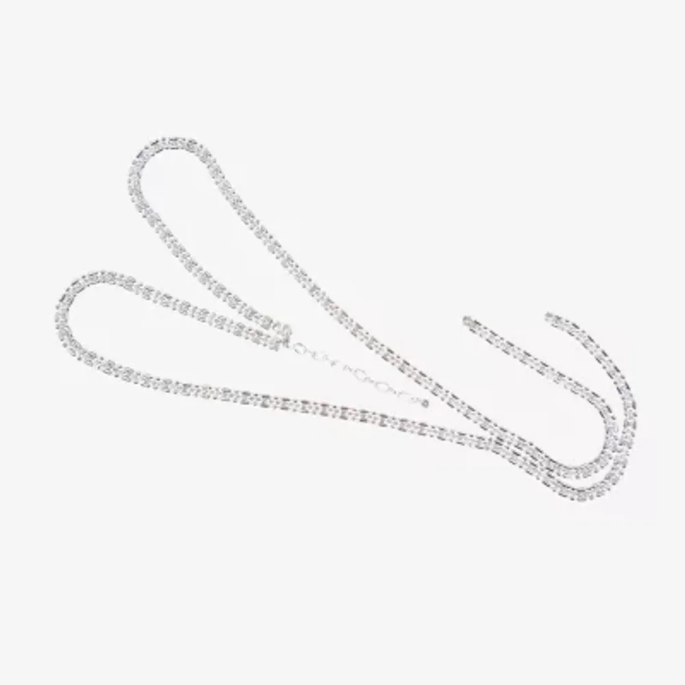 Vieste Rosa Silver Tone Pave 28 Inch Link Y Necklace