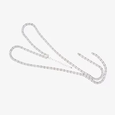 Vieste Rosa Silver Tone Pave 28 Inch Link Y Necklace