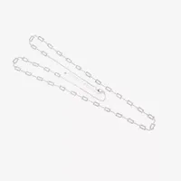 Vieste Rosa Silver Tone Pave Rectangular 36 Inch Link Chain Necklace