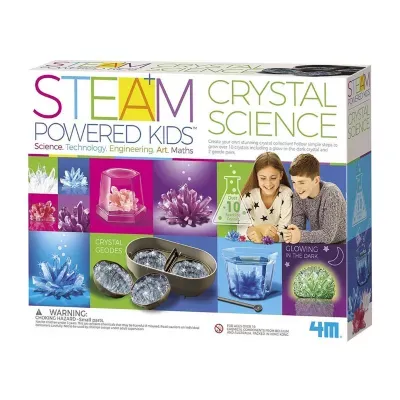 Toysmith 4M Deluxe Crystal Growing Combo Steam Science Kit - DIY Geology, Chemistry, Art STEM Toys Gift For Kids & Teens ,Boys & Girls