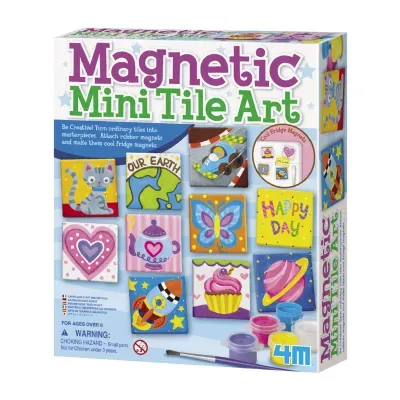 Toysmith 4m 4563 Magnetic Mini Tile Art - Diy Paint Arts & Crafts Magnet Kit For Kids - Fridge; Locker; Party Favors; Craft Project Gifts For Boys & Girls Kids Craft Kit