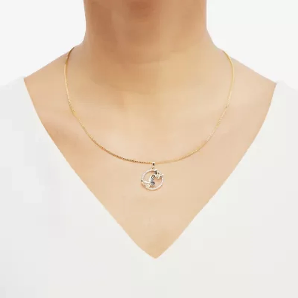 (H-I / Si1-Si2) Womens 1/10 CT. T.W. Lab Grown White Diamond 14K Gold Over Silver Sterling Silver Butterfly Pendant Necklace