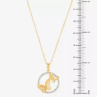 (H-I / Si1-Si2) Womens 1/10 CT. T.W. Lab Grown White Diamond 14K Gold Over Silver Sterling Silver Butterfly Pendant Necklace