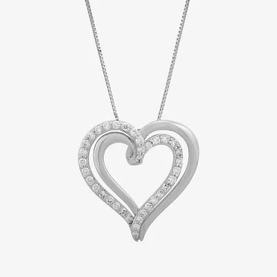 (H-I / Si1) Womens 1/3 CT. T.W. Lab Grown White Diamond Sterling Silver Heart Pendant Necklaces