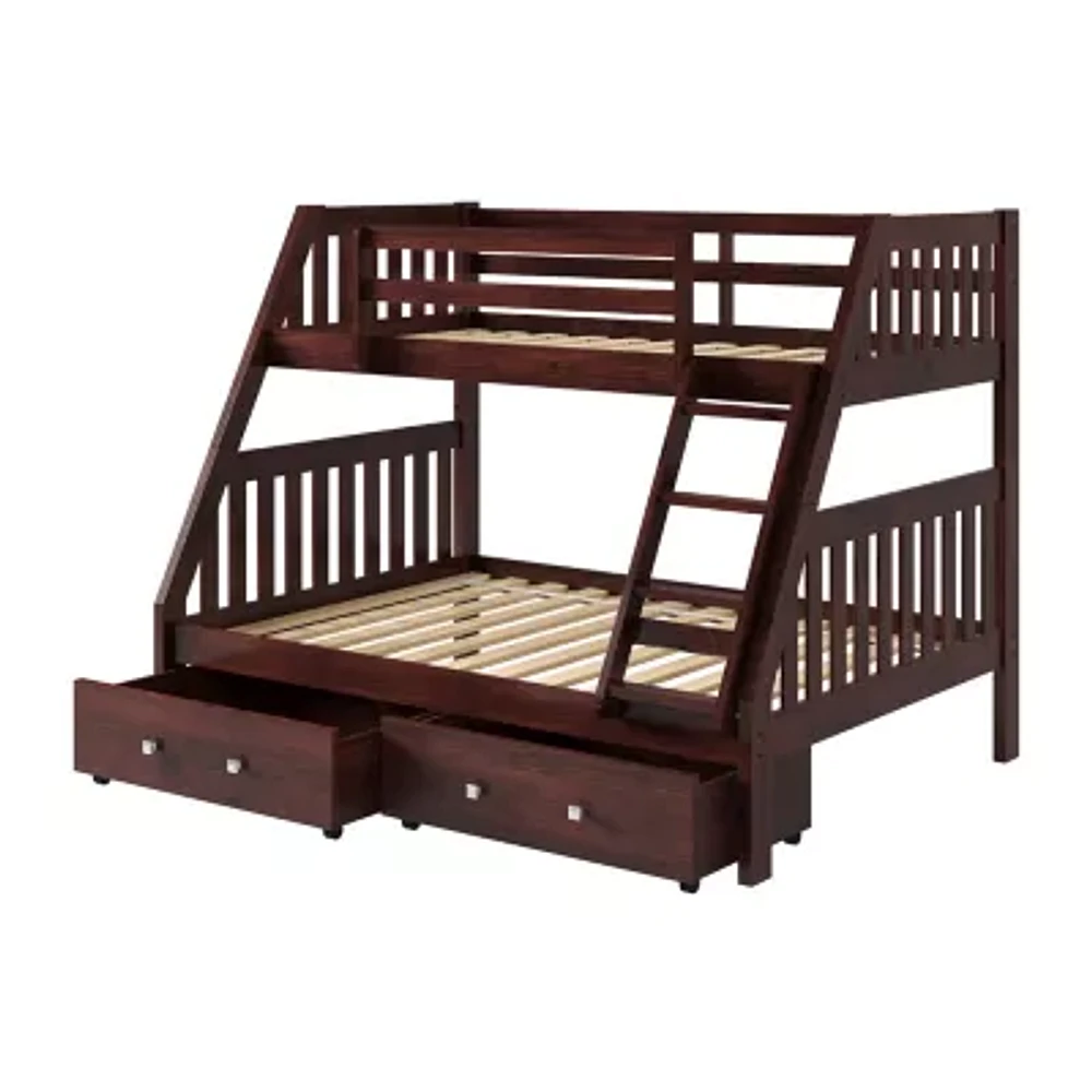 Austin Mission Twin over Full Bunk Bed with Dual Underbed Drawers