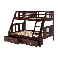 Austin Mission Twin over Full Bunk Bed with Dual Underbed Drawers