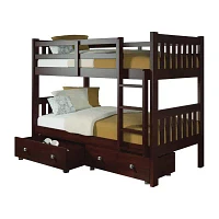 Austin Mission Twin over Bunk Bed with Dual Underbed Drawers