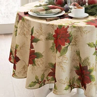 Elrene Home Fashions Festive Poinsettia Tablecloth