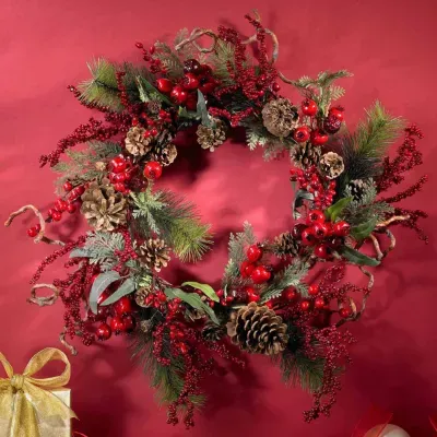 Nearly Natural 24in Berry Indoor Wreath