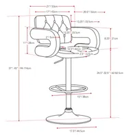 Tufted Adjustable 2-pc. Tufted Bar Stool