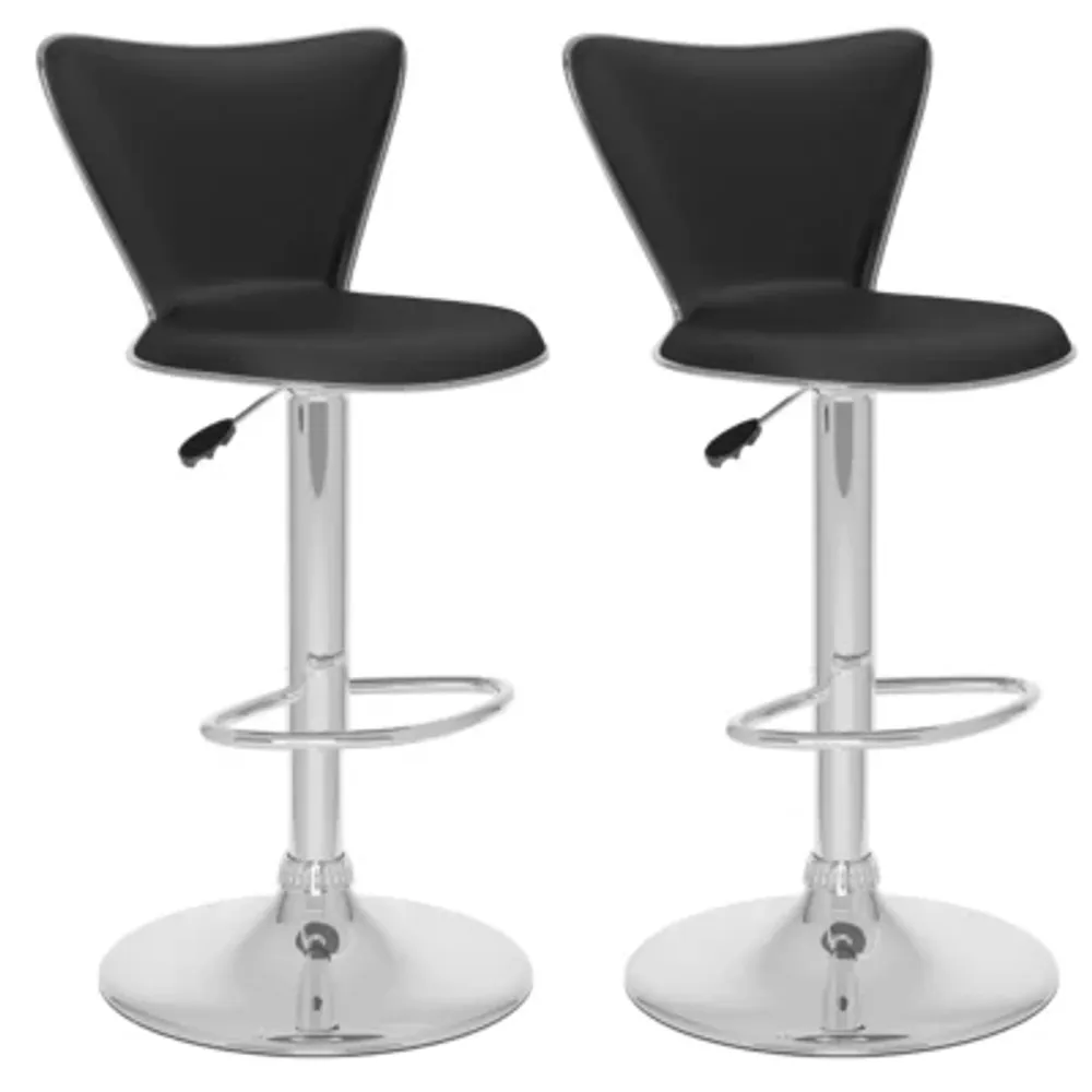 Curved Back Adjustable Bar Stools- Set of 2