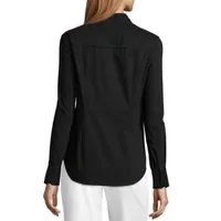 Worthington Womens Long Sleeve Modern Fit Button-Down Shirt