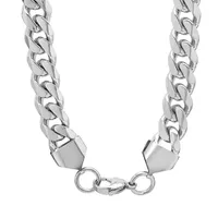 Stainless Steel 24 Inch Semisolid Curb Chain Necklace