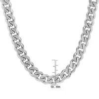 Stainless Steel 24 Inch Semisolid Curb Chain Necklace