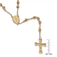 Saint Benedict Medal Mens 18K Gold Over Stainless Steel Rosary Necklaces