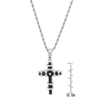 Mens Diamond Accent Cubic Zirconia Stainless Steel Cross Pendant Necklace