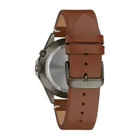 Caravelle Designed By Bulova Mens Brown Leather Strap Watch 45c119