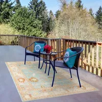 Amer Rugs Bethleham Issa Tropical Bordered Indoor Outdoor Rectangular Accent Rug