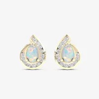 Lab Created White Opal 14K Gold Over Silver 11mm Stud Earrings