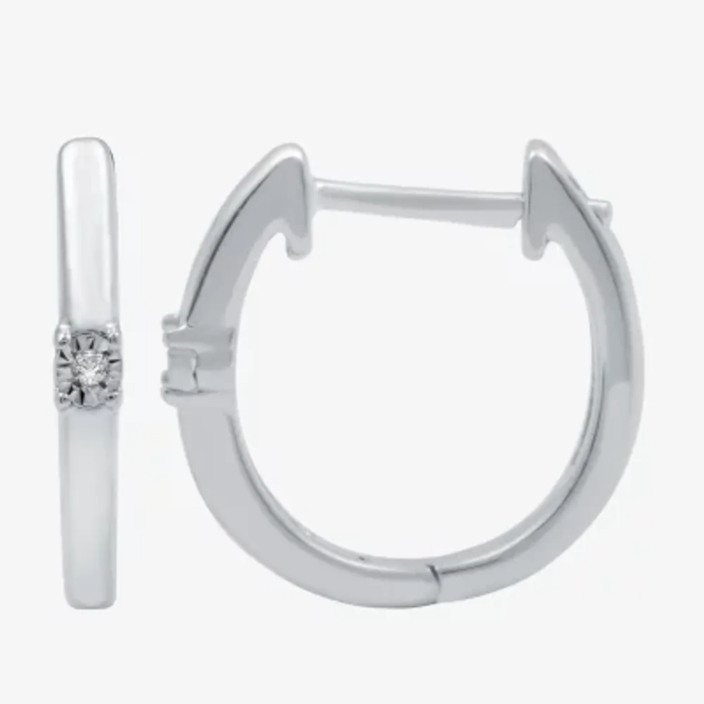 Yes, Please! Diamond Accent Natural White Sterling Silver 14.1mm Hoop Earrings