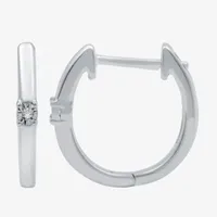 Yes, Please! Diamond Accent Natural White Sterling Silver 14.1mm Hoop Earrings