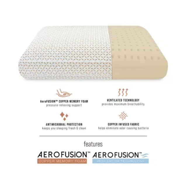 Bodipedic™ Home Copper Memory Foam Medium Density Pillow, Color: White -  JCPenney