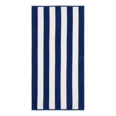 Outdoor Oasis Reversible Cabana Stripe Navy And Red Beach Towel