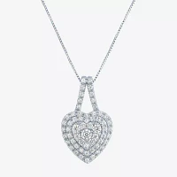 (G-H / Si2-I1) Womens 1/3 CT. T.W. Lab Grown White Diamond 10K White Gold Heart Pendant Necklace