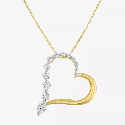 (G-H / Si2-I1) Womens 1/3 CT. T.W. Lab Grown White Diamond 10K Gold Heart Pendant Necklace