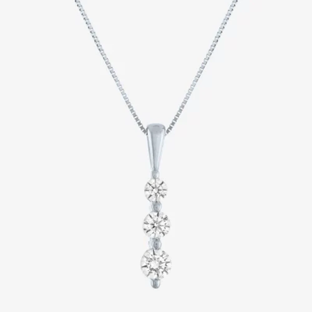 (G-H / Si2-I1) Womens 1/3 CT. T.W. Lab Grown White Diamond 10K White Gold Pendant Necklace