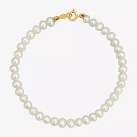 White Cultured Freshwater Pearl Round Strand Bracelets