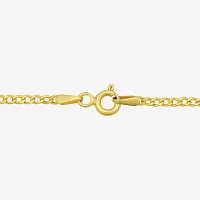 14K Gold Inch Hollow Curb Heart Chain Necklace