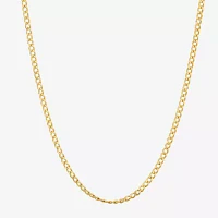 14K Gold Inch Hollow Curb Heart Chain Necklace